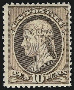 Sale 914, Lot 841, 1870-88 Bank Note Issues (Scott 205 thru 218), 10c Brown (209) Sale 914, Lot 841, 1870-88 Bank Note Issues (Scott 205 thru 218)