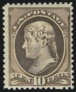 Sale 914, Lot 843, 1870-88 Bank Note Issues (Scott 205 thru 218), 10c Brown (209) Sale 914, Lot 843, 1870-88 Bank Note Issues (Scott 205 thru 218)