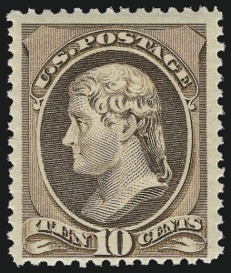 Sale 914, Lot 844, 1870-88 Bank Note Issues (Scott 205 thru 218), 10c Brown (209) Sale 914, Lot 844, 1870-88 Bank Note Issues (Scott 205 thru 218)