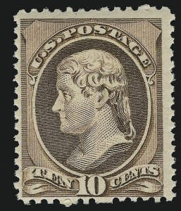 Sale 914, Lot 847, 1870-88 Bank Note Issues (Scott 205 thru 218), 10c Brown (209) Sale 914, Lot 847, 1870-88 Bank Note Issues (Scott 205 thru 218)