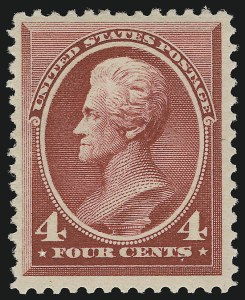 Sale 914, Lot 881, 1870-88 Bank Note Issues (Scott 205 thru 218), 4c Carmine (215) Sale 914, Lot 881, 1870-88 Bank Note Issues (Scott 205 thru 218)