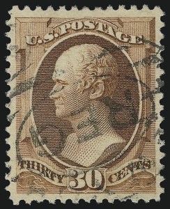 Sale 914, Lot 892, 1870-88 Bank Note Issues (Scott 205 thru 218), 30c Orange Brown (217) Sale 914, Lot 892, 1870-88 Bank Note Issues (Scott 205 thru 218)