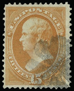 Sale 923, Lot 2338, 1870-88 Bank Note Issues (National Grills, Scott 134 thru 144), 15c Orange, Grill (141) Sale 923, Lot 2338, 1870-88 Bank Note Issues (National Grills, Scott 134 thru 144)