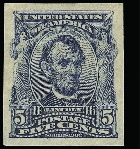 Sale 923, Lot 2679, 1902-08 Issues (Scott 300 thru 320), 5c Blue, Imperforate (315) Sale 923, Lot 2679, 1902-08 Issues (Scott 300 thru 320)