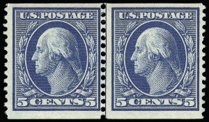Sale 923, Lot 2751, 1908-09 Washington-Franklin Issues (Scott 331 thru 356), 5c Blue, Coil (355) Sale 923, Lot 2751, 1908-09 Washington-Franklin Issues (Scott 331 thru 356)