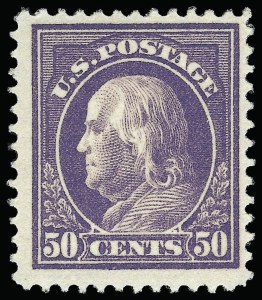 Sale 923, Lot 2842, 1912-23 Issues (Scott 405 to 423), 50c Violet (421) Sale 923, Lot 2842, 1912-23 Issues (Scott 405 to 423)