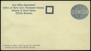 Sale 923, Lot 3387, Official Stationery, Postal Service, Blue on Amber (UO16) Sale 923, Lot 3387, Official Stationery