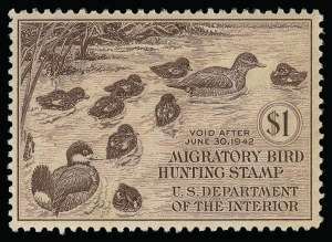 Sale 923, Lot 3424, Hunting Permits, $1.00 1941-42 Hunting Permits (RW8-RW9) Sale 923, Lot 3424, Hunting Permits