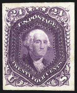 Sale 930, Lot 1096, Essays, Proofs and Specimens: 1861-68 Issues, 24c Red Lilac, Plate Proof on Card (70P4) Sale 930, Lot 1096, Essays, Proofs and Specimens: 1861-68 Issues