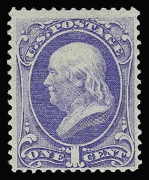 Sale 930, Lot 1999, 1870-71 National Bank Note Co. Ungrilled Issue (Scott 145-155), 1c Ultramarine (145) Sale 930, Lot 1999, 1870-71 National Bank Note Co. Ungrilled Issue (Scott 145-155)