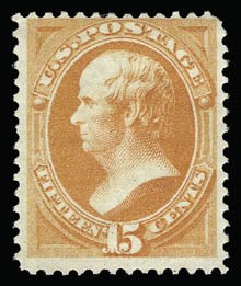 Sale 930, Lot 2010, 1870-71 National Bank Note Co. Ungrilled Issue (Scott 145-155), 15c Bright Orange (152) Sale 930, Lot 2010, 1870-71 National Bank Note Co. Ungrilled Issue (Scott 145-155)