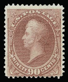 Sale 930, Lot 2050, 1873 Continental Bank Note Co. Issue (Scott 156-166), 90c Rose Carmine (166) Sale 930, Lot 2050, 1873 Continental Bank Note Co. Issue (Scott 156-166)