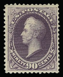 Sale 930, Lot 2110, 1887 American Bank Note Co. Issue (Scott 212-218), 90c Purple (218) Sale 930, Lot 2110, 1887 American Bank Note Co. Issue (Scott 212-218)