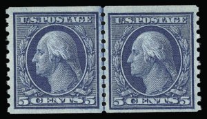 Sale 930, Lot 2551, 1913-15 Washington-Franklin Issues (Scott 424-461), 5c Blue, Coil (458) Sale 930, Lot 2551, 1913-15 Washington-Franklin Issues (Scott 424-461)