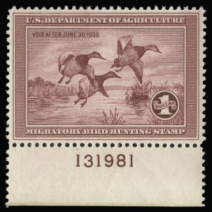 Sale 930, Lot 2966, Hunting Permits, $1.00 1935 Hunting Permit (RW2) Sale 930, Lot 2966, Hunting Permits