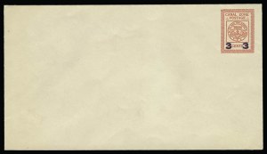 Sale 930, Lot 3077, Canal Zone, 1934, 3c on 2c Carmine entire, 4mm Surcharge (U14) Sale 930, Lot 3077, Canal Zone