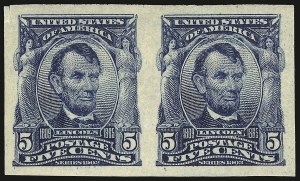 Sale 938, Lot 1514, 1902-08 Issues (Scott 300 thru 322), 5c Blue, Imperforate (315) Sale 938, Lot 1514, 1902-08 Issues (Scott 300 thru 322)