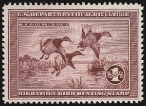 Sale 938, Lot 1976, Hunting Permit Singles, $1.00 1935 Hunting Permit (RW2) Sale 938, Lot 1976, Hunting Permit Singles