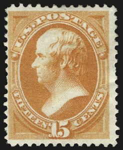 Sale 946, Lot 570, 1873 Continental Bank Note Co. Issue (Scott 156-166), 15c Yellow Orange (163) Sale 946, Lot 570, 1873 Continental Bank Note Co. Issue (Scott 156-166)