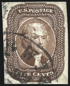 Sale 953, Lot 139, 1851-56 Issue (Scott 5-17), 5c Red Brown (12) Sale 953, Lot 139, 1851-56 Issue (Scott 5-17)