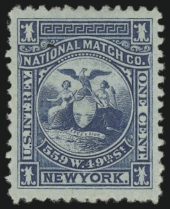 Sale 953, Lot 1865, Match Stamps, National Match Co., 1c Blue, Wmk. Paper (RO134d) Sale 953, Lot 1865, Match Stamps