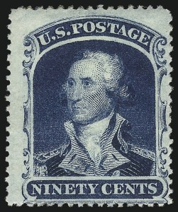 Sale 953, Lot 278, 1857-60 Issue (Scott 18-39), 90c Blue (39) Sale 953, Lot 278, 1857-60 Issue (Scott 18-39)