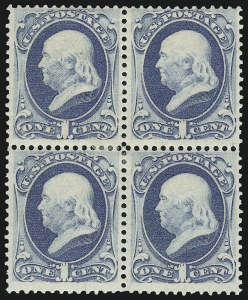 Sale 959, Lot 2410, 1879 American Bank Note Co. Issue (Scott 182-191), 1c Dark Ultramarine (182) Sale 959, Lot 2410, 1879 American Bank Note Co. Issue (Scott 182-191)