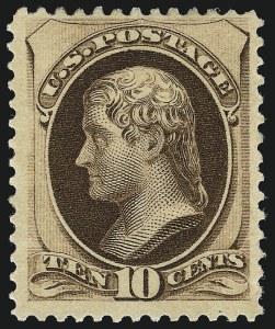 Sale 959, Lot 2417, 1879 American Bank Note Co. Issue (Scott 182-191), 10c Brown, With Secret Mark (188) Sale 959, Lot 2417, 1879 American Bank Note Co. Issue (Scott 182-191)