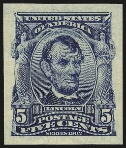 Sale 959, Lot 2715, 1902-08 Issues (Scott 300-320), 5c Blue, Imperforate (315) Sale 959, Lot 2715, 1902-08 Issues (Scott 300-320)