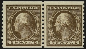Sale 959, Lot 2889, 1913-15 Washington-Franklin Issues (Scott 424-461), 4c Brown, Coil (446) Sale 959, Lot 2889, 1913-15 Washington-Franklin Issues (Scott 424-461)