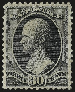 Sale 962, Lot 2435, 1870-88 Bank Note Issues (Scott 134-218), 30c Black, Grill (143) Sale 962, Lot 2435, 1870-88 Bank Note Issues (Scott 134-218)