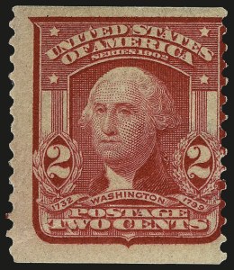 Sale 962, Lot 2638, 1902-08 thru Jamestown Issues (Scott 300-330), 2c Carmine, Coil (322) Sale 962, Lot 2638, 1902-08 thru Jamestown Issues (Scott 300-330)