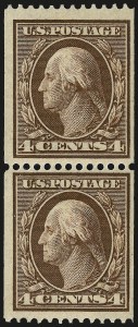 Sale 962, Lot 2660, 1908-12 Issues (Scott 331-396), 4c Orange Brown, Coil (350) Sale 962, Lot 2660, 1908-12 Issues (Scott 331-396)