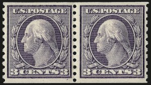 Sale 962, Lot 2742, 1912-23 Issues (Scott 405-524), 3c Violet, Coil (456) Sale 962, Lot 2742, 1912-23 Issues (Scott 405-524)