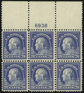 Sale 962, Lot 2786, 1912-23 Issues (Scott 405-524), 20c Light Ultramarine (515) Sale 962, Lot 2786, 1912-23 Issues (Scott 405-524)