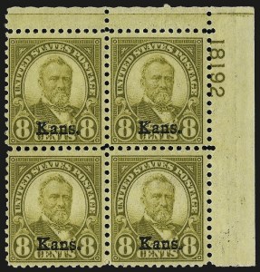 Sale 962, Lot 2897, 1922-26 and Later Issues (Scott 619-1617c), 1c-10c Kans. Overprints (658-668) Sale 962, Lot 2897, 1922-26 and Later Issues (Scott 619-1617c)