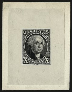 Sale 967, Lot 4004, Essays, Proofs and Specimens, 10c Black, Large Die Proof on India (2P1) Sale 967, Lot 4004, Essays, Proofs and Specimens