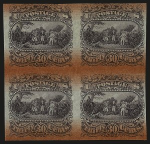 Sale 967, Lot 4019, Essays, Proofs and Specimens, 30c Dull Red Violet, Burgoyne Plate Essay on Bond, Red Bands (121-E1s) Sale 967, Lot 4019, Essays, Proofs and Specimens