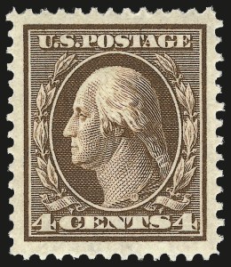 Sale 967, Lot 4713, 1910-13 Washington-Franklin Issue (Scott 374-396), 4c Brown (377) Sale 967, Lot 4713, 1910-13 Washington-Franklin Issue (Scott 374-396)