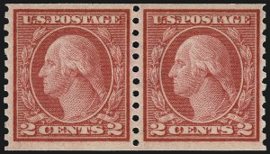Sale 967, Lot 4799, 1913-15 Washington-Franklin Issues (Scott 424-461), 2c Red, Ty. II, Coil (454) Sale 967, Lot 4799, 1913-15 Washington-Franklin Issues (Scott 424-461)