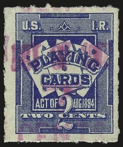 Sale 967, Lot 5307, Revenues (Playing Cards), 7c on 2c Blue, Playing Cards (RF5) Sale 967, Lot 5307, Revenues (Playing Cards)