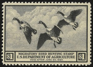 Sale 967, Lot 5356, Hunting Permits, $1.00 1936 Hunting Permit (RW3) Sale 967, Lot 5356, Hunting Permits