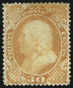 Sale 975, Lot 1226, 1857-60 Issue (Scott 18-39), 30c Orange (38) Sale 975, Lot 1226, 1857-60 Issue (Scott 18-39)