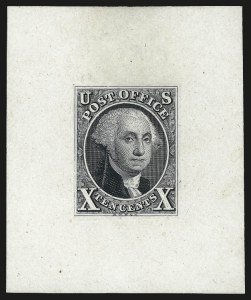 Sale 976, Lot 1008, Essays, Proofs and Specimens, 10c Black, Large Die Proof on White Glazed (2P1i) Sale 976, Lot 1008, Essays, Proofs and Specimens