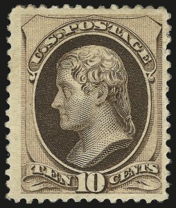 Sale 976, Lot 1611, 1875-79 Continental and American Bank Note Co. Issues (Scott 178-191), 10c Brown, With Secret Mark (188) Sale 976, Lot 1611, 1875-79 Continental and American Bank Note Co. Issues (Scott 178-191)