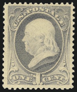 Sale 976, Lot 1622, 1881-87 American Bank Note Co. Issues (Scott 205-218), 1c Gray Blue (206) Sale 976, Lot 1622, 1881-87 American Bank Note Co. Issues (Scott 205-218)