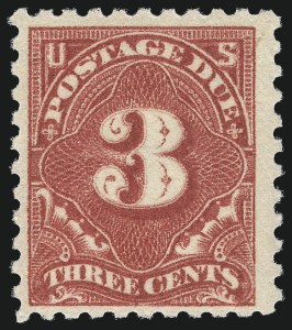 Sale 1003, Lot 5315, United States Postage Due Issues (Singles, Scott J47-J96a, Balance), 3c Dull Rose (J54a) Sale 1003, Lot 5315, United States Postage Due Issues (Singles, Scott J47-J96a, Balance)