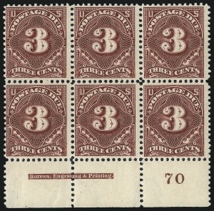 Sale 1003, Lot 5354, United States Postage Due Issues (Blocks and Plate Blocks, Scott J20-J49a), 3c Deep Claret (J40) Sale 1003, Lot 5354, United States Postage Due Issues (Blocks and Plate Blocks, Scott J20-J49a)