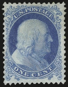 Sale 984, Lot 239, 1875 Reprint of 1857-60 Issue (Scott 40-47), 1c Bright Blue, Reprint (40) Sale 984, Lot 239, 1875 Reprint of 1857-60 Issue (Scott 40-47)