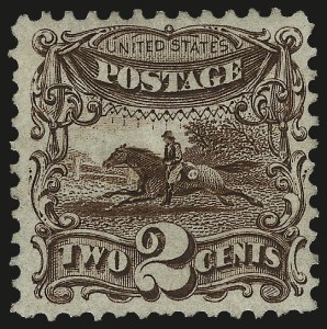 Sale 984, Lot 436, 1875 Re-Issue of 1869 Pictorial Issue (Scott 123-133a), 2c Brown, Re-Issue (124) Sale 984, Lot 436, 1875 Re-Issue of 1869 Pictorial Issue (Scott 123-133a)